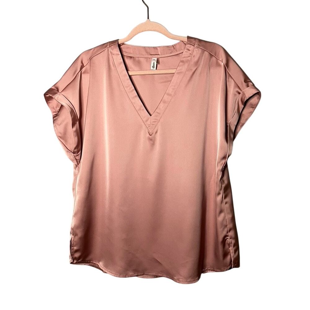 GLAM Boutique Brand Pink Satin Cap Sleeve Blouse Ladies Size Small